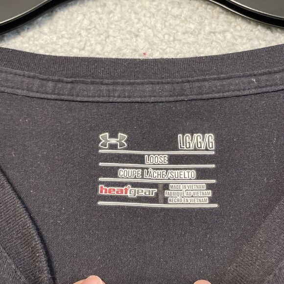 Under Armor Shirt Mens Large Black Heat Gear Loose Fit Cotton Graphic Print - Picture 4 of 9